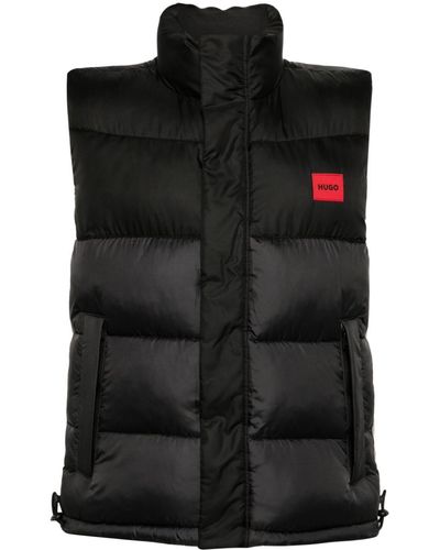 HUGO Logo-appliqué Quilted Gilet - Black