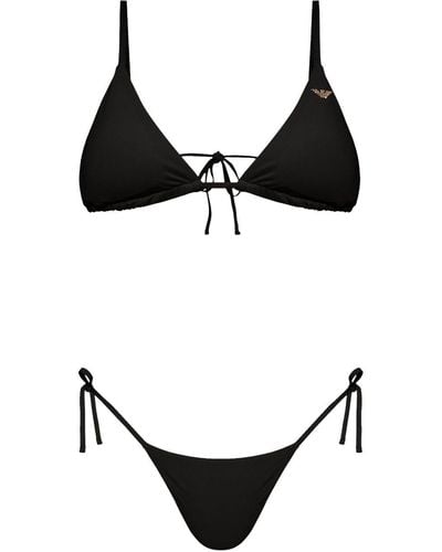 Emporio Armani Set de bikini con logo estampado - Negro