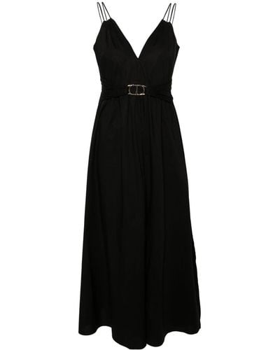 Twin Set V-neck Poplin Midi Dress - ブラック