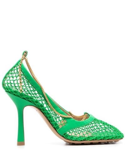 Bottega Veneta Interwoven Square-toe Court Shoes - Green
