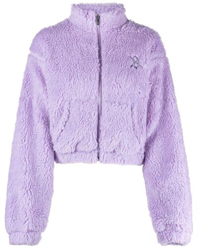 Daily Paper Logo-embroidered Faux-fur Coat - Purple