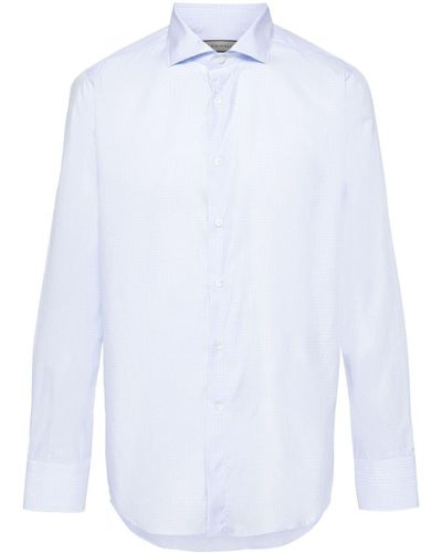 Canali Checked Cotton Shirt - White