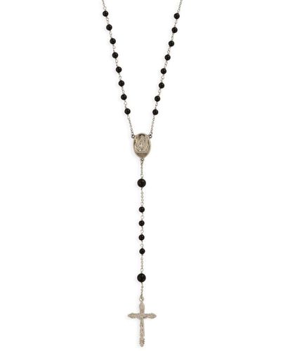 Dolce & Gabbana Collier à pendentif croix ornementé - Blanc