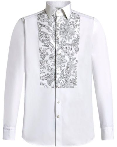 Etro Overhemd Met Geborduurde Bloemen - Wit