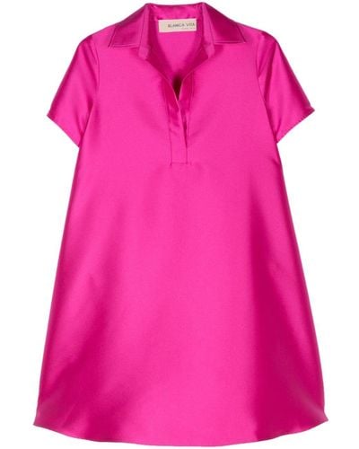 Blanca Vita Asclepias Satin Short Dress - Pink