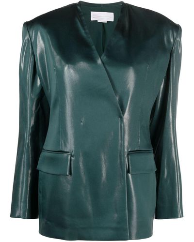 Genny Asymmetric V-neck Blazer - Green