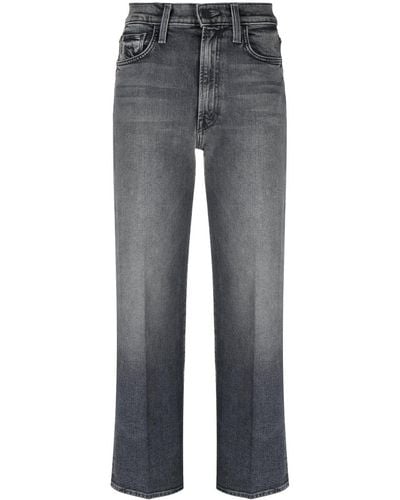 Mother Cropped Denim Jeans - Gray