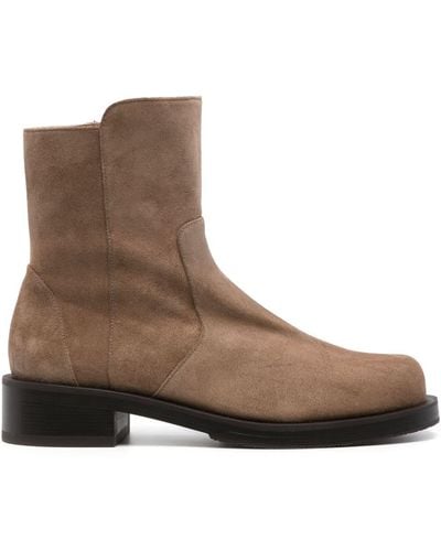 Stuart Weitzman Paneled 40mm Suede Ankle Boots - Brown