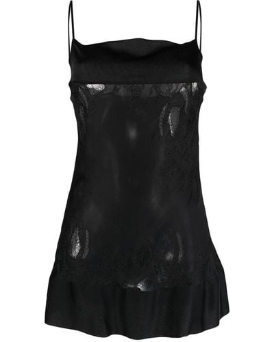Carine Gilson Slip dress con paneles de encaje - Negro