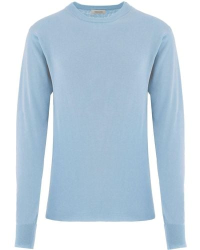 Ferragamo Fine-knit Cotton Sweater - Blue