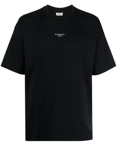 Drole de Monsieur T-shirt Met Geborduurde Tekst - Zwart