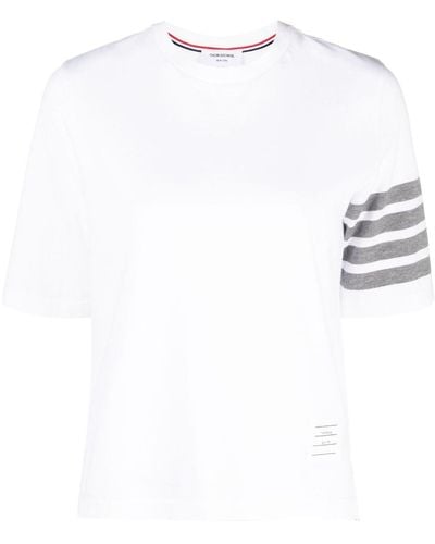 Thom Browne 4-bar Logo Print T-shirt - White