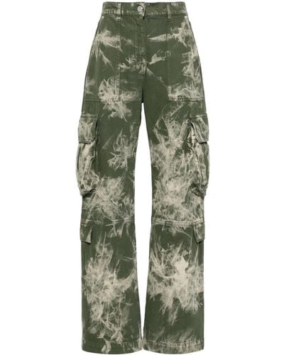 MSGM Tie-dye Patterned Cargo Pants - Green