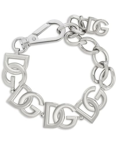 Dolce & Gabbana Bracelet en chaîne à logo - Blanc