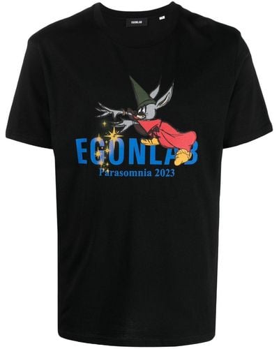 Egonlab T-shirt con stampa grafica Fantasia - Nero