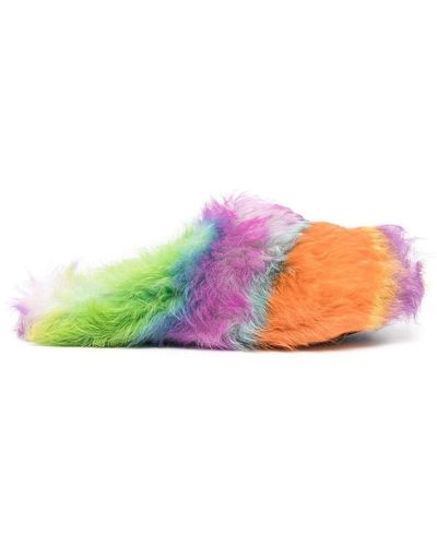 Marni Colour-block Faux-fur Slippers - Multicolor