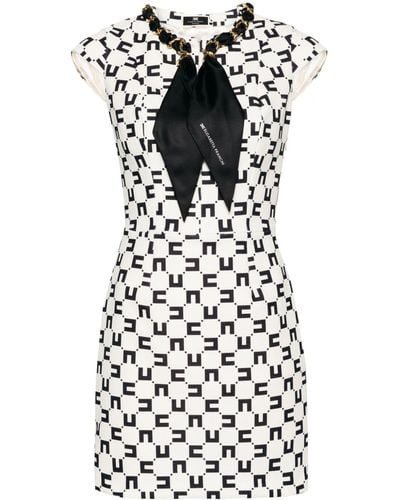 Elisabetta Franchi Logo-print Chain-detailed Mini Dress - Black