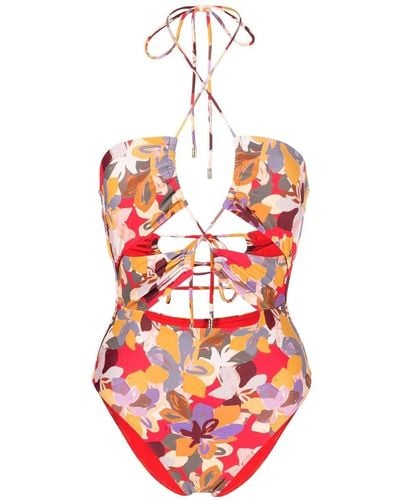 Rebecca Vallance Santiago Abstract-print One-piece - Red