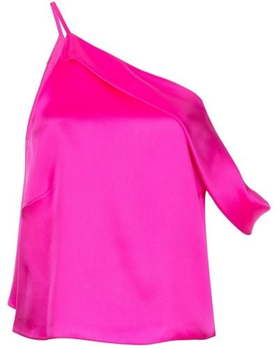 Michelle Mason Top asimétrico con escote drapeado - Rosa