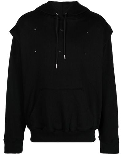 HELIOT EMIL Logo-embroidered Cotton Hoodie - Black