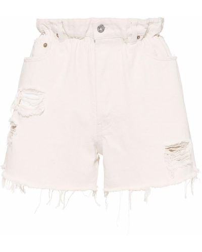 Miu Miu Shorts con cintura paperbag - Blanco