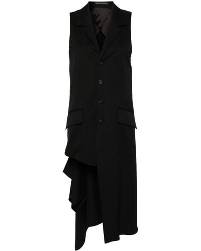Yohji Yamamoto Asymmetric sleeveless blazer - Negro