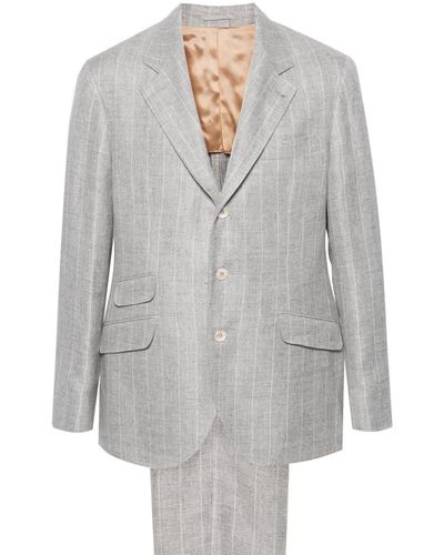 Brunello Cucinelli Striped Single-breasted Suit - Grey