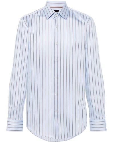 BOSS Striped poplin shirt - Blau