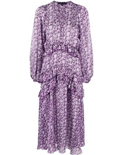 Maje Floral-print Maxi Dress - Purple