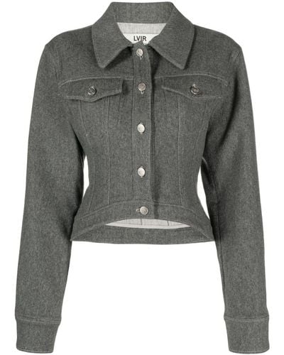 LVIR Curved-hem Button-up Jacket - Gray