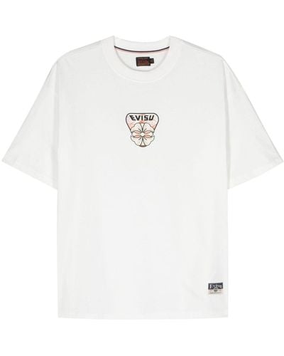 Evisu Multi-Hanafuda Patches Daicock T-Shirt - Weiß
