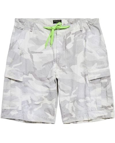 Balenciaga Cargo Camo-print Cotton Shorts - Grey