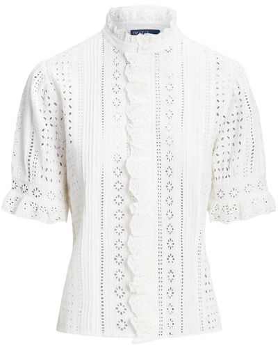 Polo Ralph Lauren Blouse en coton à broderie anglaise - Blanc