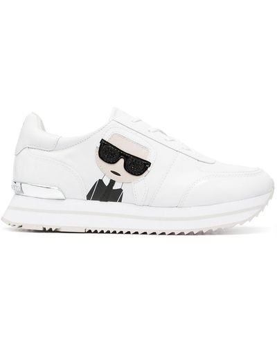 Karl Lagerfeld Velocita Ikonik Sneakers Met Logopatch - Wit