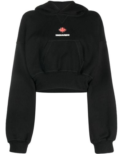 DSquared² Baseball-cap Cotton Cropped Hoodie - Black
