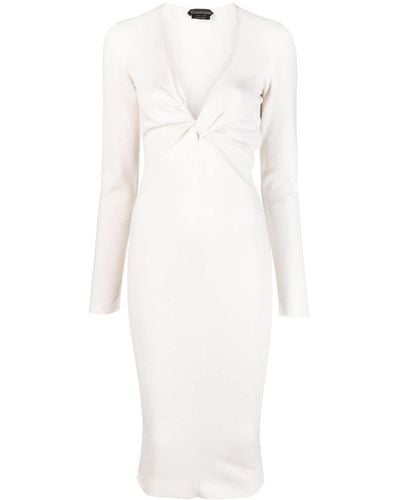 Tom Ford V-neck Knitted Dress - White