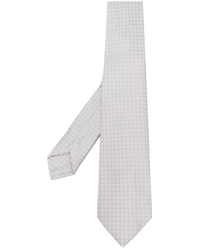 Barba Napoli Embroidered Silk Tie - White
