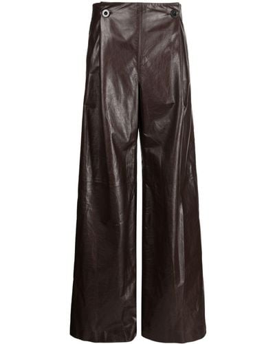 Rosetta Getty Wide-leg Leather Pants - Brown