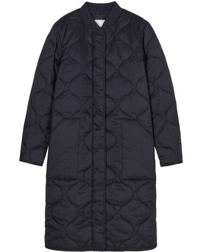 Closed Single-breasted Quilted Coat - Blue