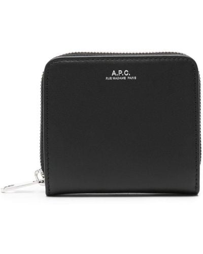 A.P.C. Emmanuelle Compact Leather Wallet - Black