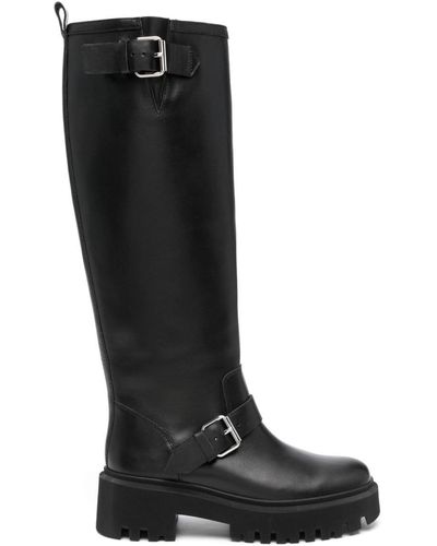Maje 60mm Leather Boots - Black