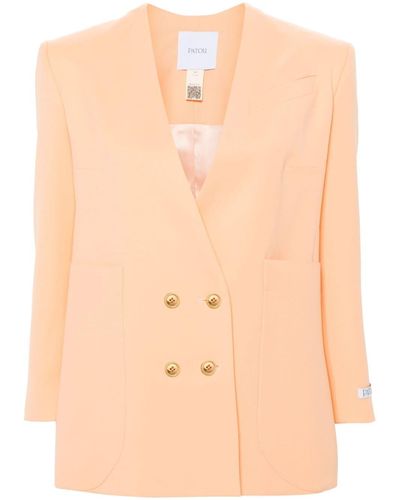 Patou Collarless Double-breasted Blazer - Natural