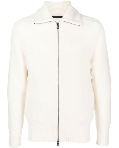 Tagliatore Zip-up Knitted Sweater - White