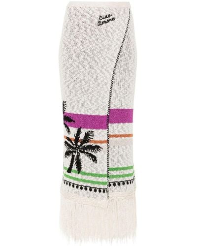 Giada Benincasa Patterned-jacquard Knitted Midi Skirt - Wit
