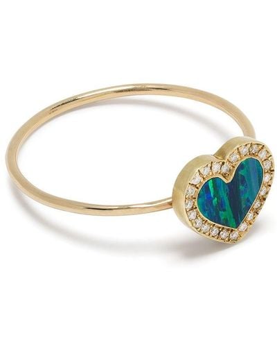Jennifer Meyer 18kt Yellow Gold Diamond And Opal Heart Ring - Metallic