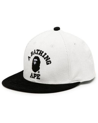 A Bathing Ape Logo-embroidered Flat-peak Cap - White