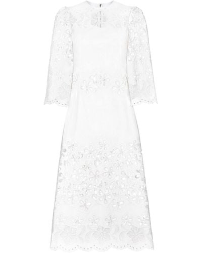 Dolce & Gabbana Cut-out Stretch-cotton Midi Dress - White