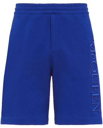 Alexander McQueen Shorts sportivi con ricamo - Blu