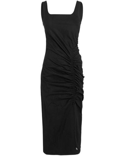 Karl Lagerfeld Gathered-detail Midi Dress - Black