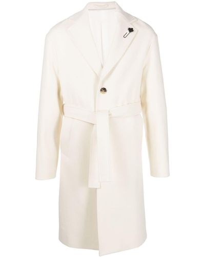 Lardini Notched-lapel Belted Trench Coat - Natural